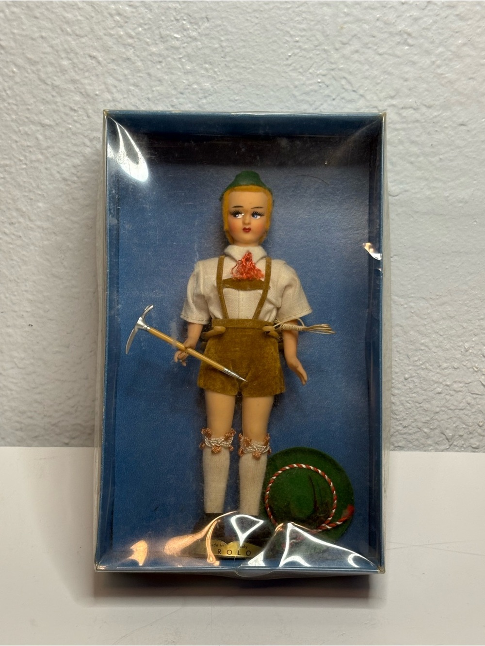 German Style Tracht Doll in Green Hat and Brown Lederhosen